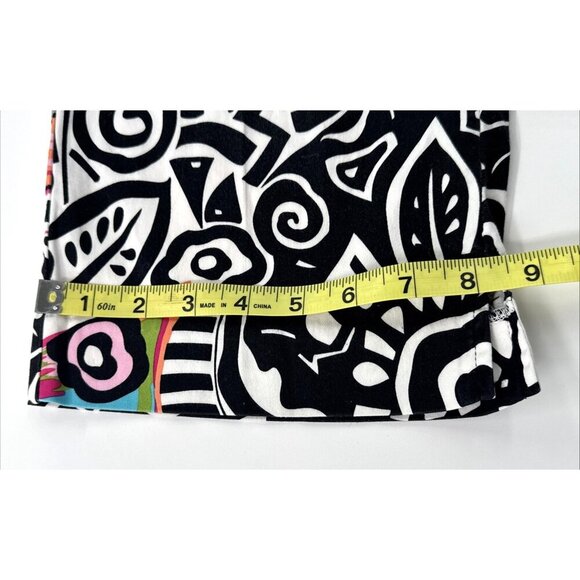 Nouveau Capri Pants Womens 12 Black Stretch Colorful Butterfly Art Geometric 90s - Picture 10 of 10